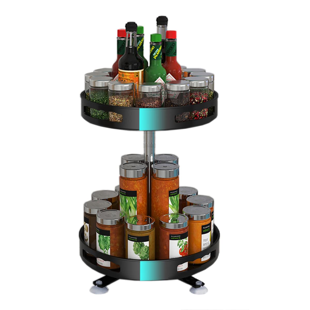 ZVZIG 10 inch Lazy Susan Organizers Two-Tiered Spice Rack Organizer & Holder for Cabinet, Pantry Organization and Storage, Kitchen, Bathroom, Vanity, Countertop, Under Sink Organizing, Spice Spinner