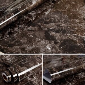 Self Adhesive Faux Brown Marble Grain Contact Paper for Kitchen Countertop Cabinets Backsplash Table Drawer Shelf Wall Crafts Projects (24 by 117 Inches)