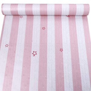 poetryhome self adhesive vinyl stripe contact paper peel and stick wallpaper for walls kids girls bedroom (pink, 17.7x117 inches)