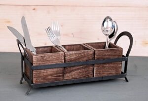 eximious india wooden utensil cutlery holder caddy flatware and silverware organizer spoons, forks, knifes and napkin supplies (design 8)