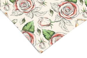 watercolor roses contact paper | shelf liner | drawer liner | peel and stick paper 545 18in x 24in (2ft)