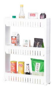 basicwise plastic storage cabinet organizer 3 shelf cart, white