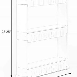 Basicwise Plastic Storage Cabinet Organizer 3 Shelf Cart, White