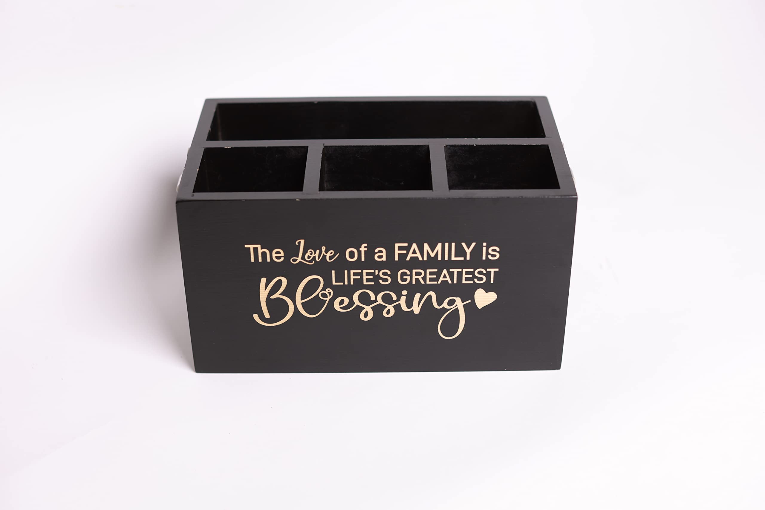 Krazy Case Wooden Kitchen Utensil Holder With 3 Compartments, Trendy Family Quote Utensil Organizer, Countertop Caddy Box, Wooden Utensil Caddy