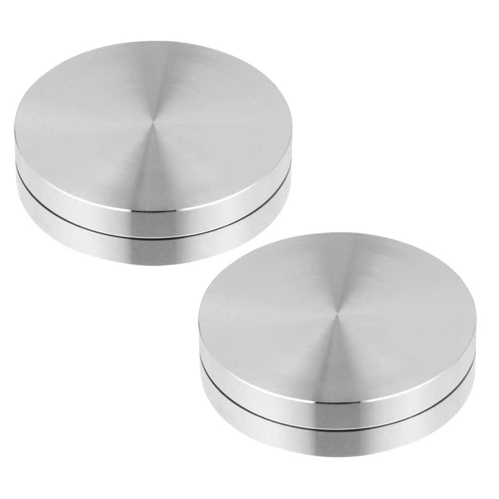 DOITOOL 2pcs Dining Table Aluminum Turntable Round Aluminum Rotating Bearing Plate Aluminum Discs Cake Decorating Stand Cake Revolving Cake Turntable Base Ball to Rotate Aluminum Alloy Cd