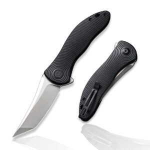 civivi pocket folding knife for edc, 3.24" nitro-v stonewashed tanto blade, jim o’young synergy 3 liner lock knife c20075b-1