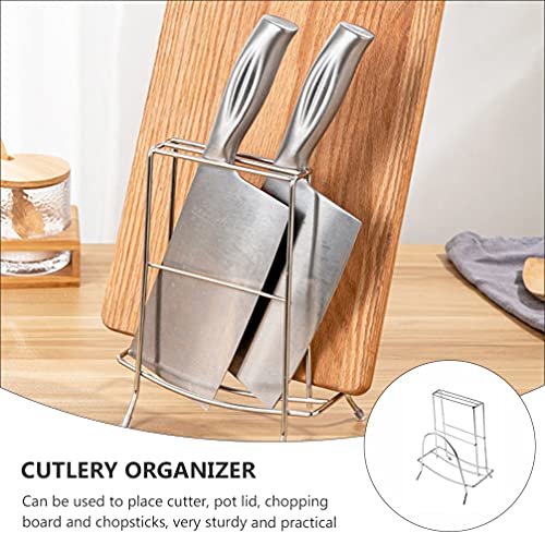 Housoutil Stainless Steel Kitchenware Storage Organizer Racks Multi Layer Function Cutting Board Holder Pot Lid Chopping Board Rack Stand Silver