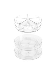 roninkier clear lazy-susan turntable organizer - rotating storage turntable for kitchen, pantry, cabinet, refrigerator, 11-inch lazy susan with 5 removable bins and 2-pack 11-inch lazy susan