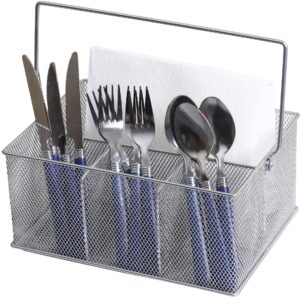 YBM HOME Mesh Silver Condiment Caddy / Kitchen Supply, Utensil, Napkin Holder (w'7 L'9.1/4 Depth 4'3/8 Inch) 1151M (1)