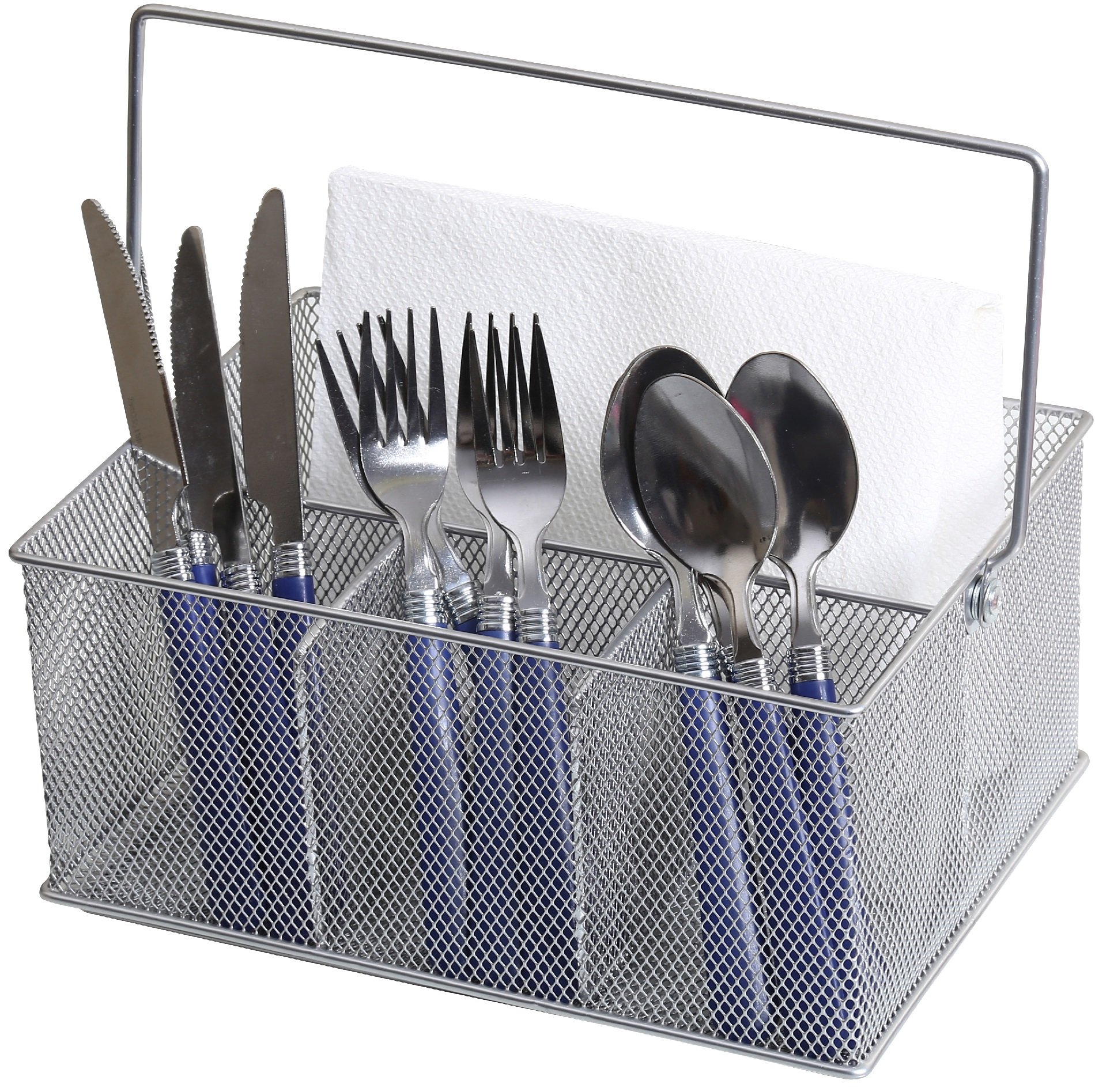 YBM HOME Mesh Silver Condiment Caddy / Kitchen Supply, Utensil, Napkin Holder (w'7 L'9.1/4 Depth 4'3/8 Inch) 1151M (1)