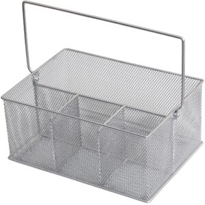 YBM HOME Mesh Silver Condiment Caddy / Kitchen Supply, Utensil, Napkin Holder (w'7 L'9.1/4 Depth 4'3/8 Inch) 1151M (1)