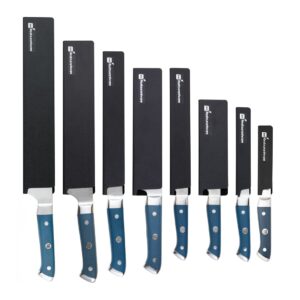 restaurantware sensei knife sleeves, set of 8 knife protectors - for kitchen knives, felt lining, black plastic knife blade guards, durable, cut-proof