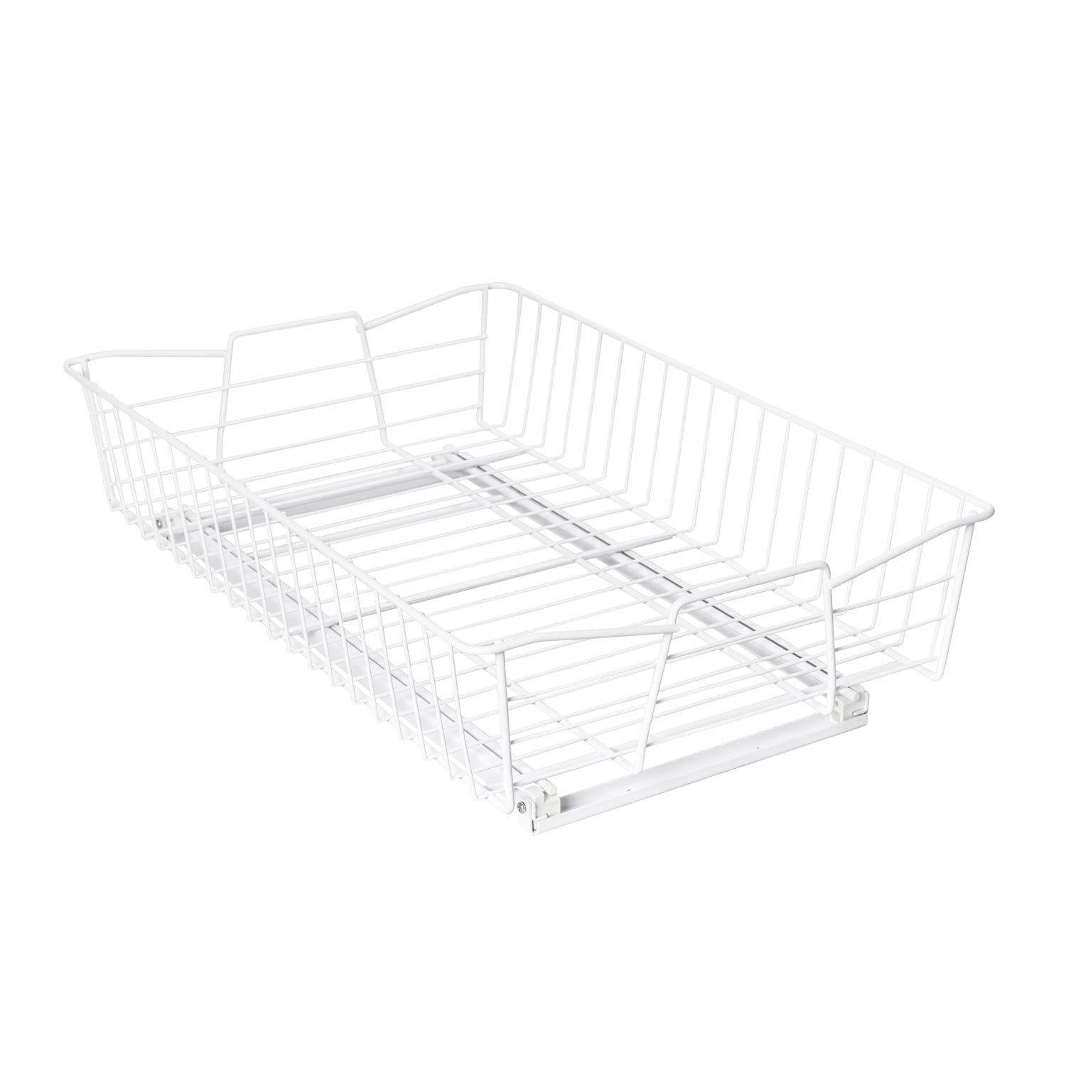 Knape & Vogt Simply Put 14-in W x 5.25-in H Metal 2-Tier Pull Out Cabinet Basket, 14 Inch, White Powder Coated Finish