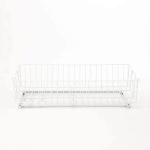 Knape & Vogt Simply Put 14-in W x 5.25-in H Metal 2-Tier Pull Out Cabinet Basket, 14 Inch, White Powder Coated Finish