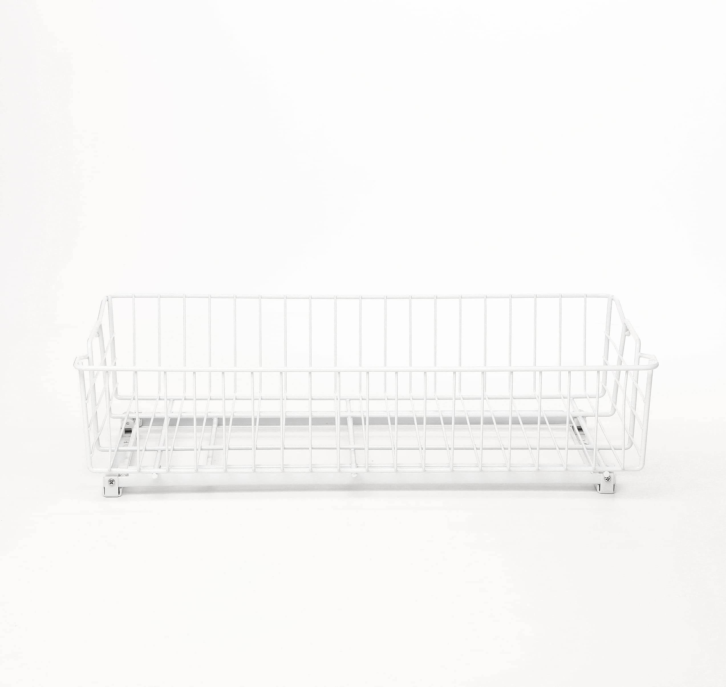 Knape & Vogt Simply Put 14-in W x 5.25-in H Metal 2-Tier Pull Out Cabinet Basket, 14 Inch, White Powder Coated Finish