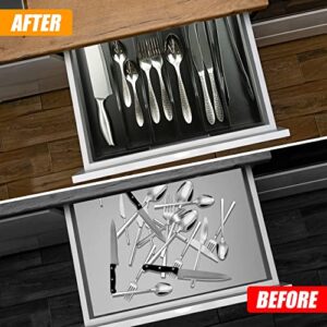 Bellsal Black Silverware Organizer 2 PIECE Kitchen Drawer Organizer Expandable Bamboo Utensil Holder Cutlery Tray