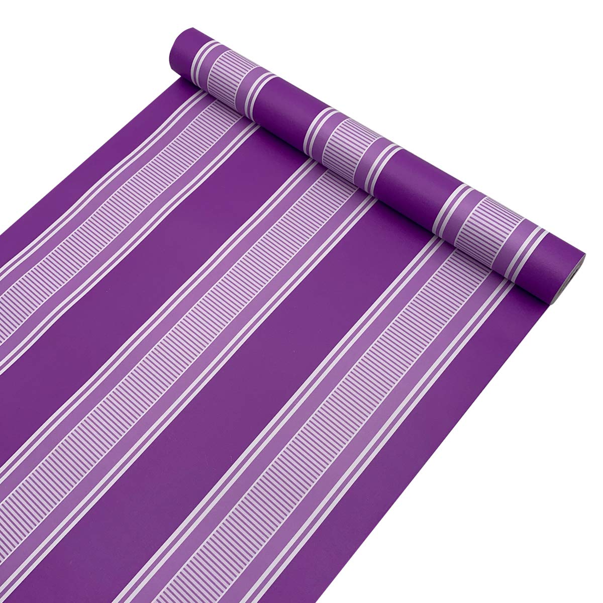 Yifasy Drawer Lining Paper Peel & Stick Shelf Liner Moistureproof Beautify Cafe Room Wall Bar Counter 17.7 Inch by 13 Feet Purple Stripes