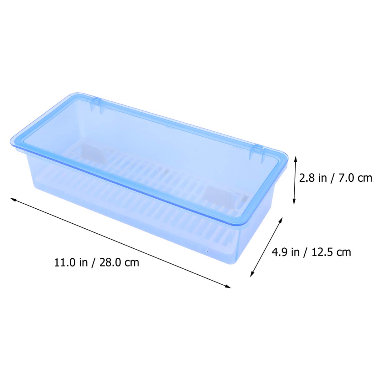 UPKOCH Flatware Tray with Lid Kitchen Cutlery Organizer Drainer Box Plastic Utensil Storage Container Silverware Dinnerware Holder for Countertop Blue