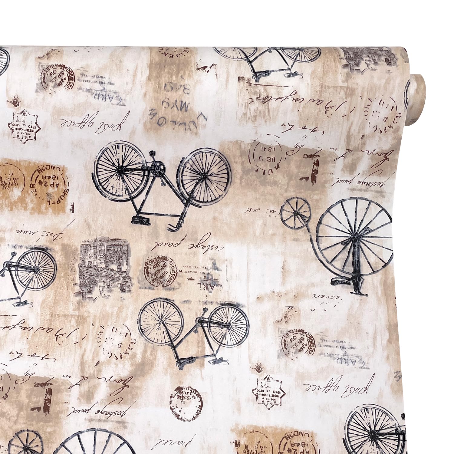 Yifely Shabby Chic Bikes Furniture Paper Self-Adhesive Shelf Liner Drawer Locker Sticker 17.7 Inch by 9.8 Feet