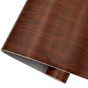 LovingWay 14.7 feet Wallpaper Roll Red Wood Grain Shelf Liner 17.7x177 Inch Self-Adhesive Computer Gaming Desk Lining Paper Christmas New Year Decor