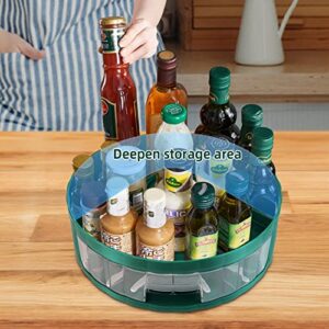 YUENZILN Lazy Susans Organizer,Pull-Out Type Rotary Table Top Seasoning Rack, Used for Kitchen, Tableware,Cabinet, Table Top Organization, (Green)