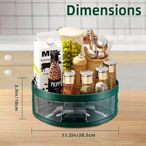 YUENZILN Lazy Susans Organizer,Pull-Out Type Rotary Table Top Seasoning Rack, Used for Kitchen, Tableware,Cabinet, Table Top Organization, (Green)