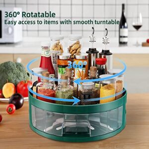 YUENZILN Lazy Susans Organizer,Pull-Out Type Rotary Table Top Seasoning Rack, Used for Kitchen, Tableware,Cabinet, Table Top Organization, (Green)