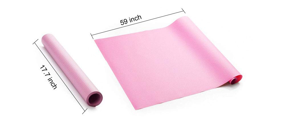 EVA Cabinet Liner, Non-Slip Shelf Liners for Kitchen cabinets, Cupboard Drawer Cushion Mats, DIY Multipurpose Bathroom Waterproof Pads, 17.7 x 59 inches - Pink