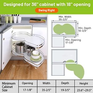 Lvmol Blind Corner Pull Out Cabinet Organizer, Kitchen Cabinet Swing Tray - Soft Close (Swing Right)