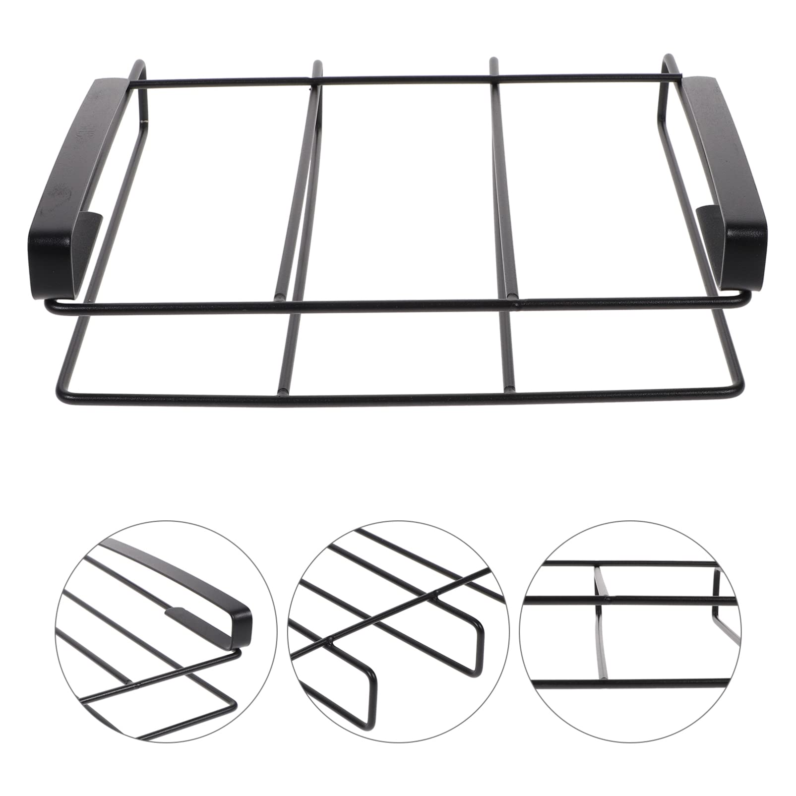 Anneome for Cabinet Lid Black Racks Holder Stand Kitchen Organizer Cutting Organizers Bakeware Metal Rack The Under Shelf Wall Supplies Board Storage Mount Pot Hanging Over Chopping