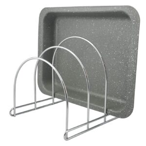 steel adjustable organizer rack, cutting board rack, bake ware rack, pot lid holder, 3 compartments