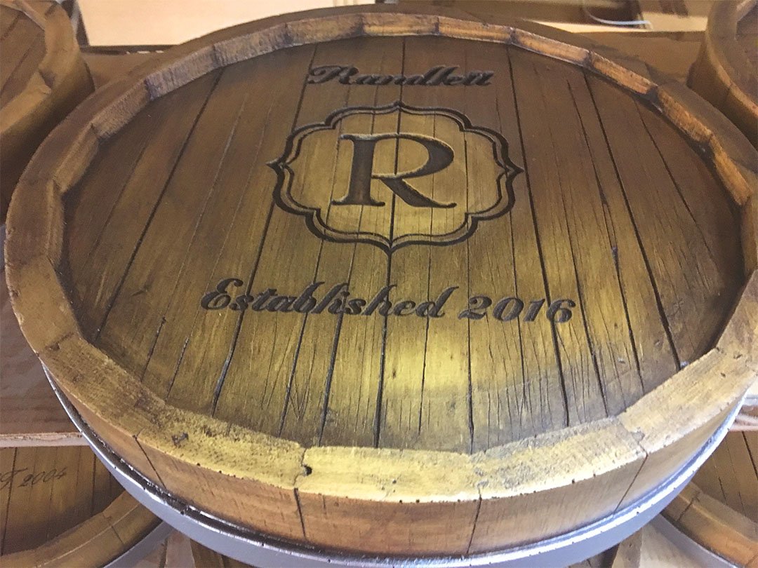 Wine Barrel Monogram and Personalized Lazy Susan