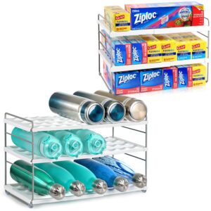 JUPELI Foil Organizer For Cabinet, Expandable Kitchen Wrap Organizer Rack & Water Bottle Organizer For Cabinet