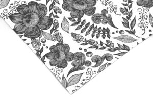 black white floral contact paper | shelf liner | drawer liner | peel and stick paper 954 12in x 96in (8ft)