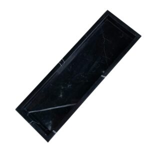 StonePlus Natural Marble Smooth Storage Countertop Tray for Seasonings, Utensils, Candles,Perfume (Black Marquina)