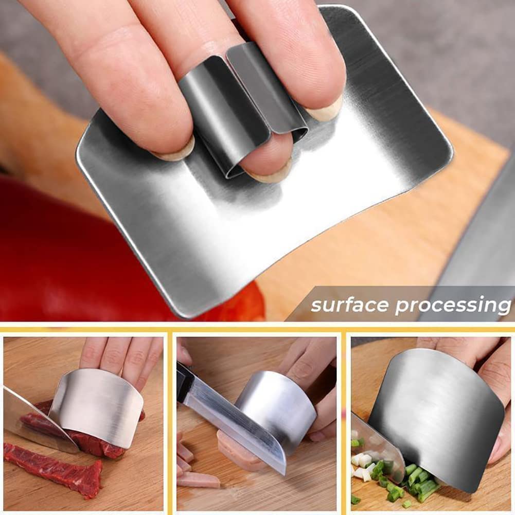 WAGA Kitchen Finger Protector, Finger Guards for Safe to Slice Vegetables Fruit, Stainless Steel Finger Hand Protector for Cutting Meat Chef Kitchen Tool Gadgets