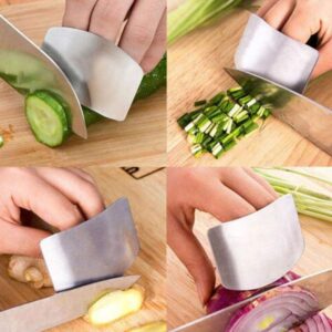 WAGA Kitchen Finger Protector, Finger Guards for Safe to Slice Vegetables Fruit, Stainless Steel Finger Hand Protector for Cutting Meat Chef Kitchen Tool Gadgets