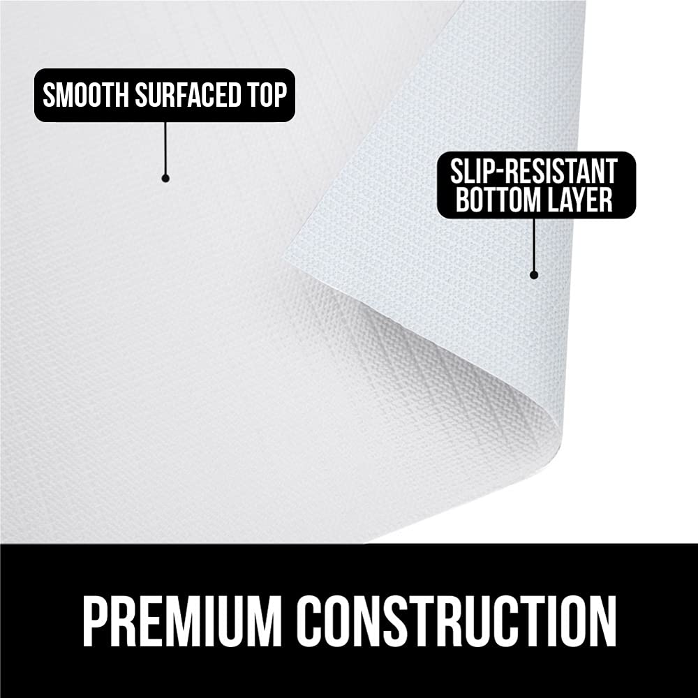 Gorilla Grip Ribbed Drawer Liner and Smooth Shelf Liner, Ribbed Liner Size 12x10 in Clear, Waterproof Liner for Drawers, Smooth Liner Size 17.5x20 in White, Non Adhesive, 2 Item Bundle