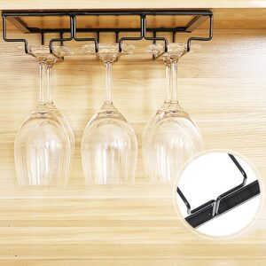 Wine Glass Rack - 3 Rows Under Cabinet Stemware Wine Glass Holder Glasses Storage Hanger Metal Organizer for Bar,Kitchen,Black (1 Pack)