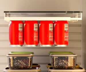 2pc hanging soda organizer for refrigerator adjustable fridge organizer 50% space save can dispenser for fridge soda fridge storage holds 8 cans