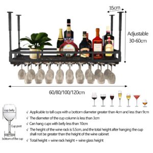 Wine Glass Rack, Under Cabinet Wine Rack Glass Holder Upside Down Wine Cups Holder Ceiling Bottle Rack - Hanging Stemware Holder for Bar Kitchen (Size : 100x35x16cm)