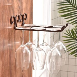 Wine Glass Rack, 2 Rows Stainless Steel Wall-Mounted Wine Glass Hanger For Bar Home By Hmane (Bronze-Type1)