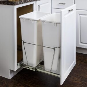 hardware resources can-ebmd50pc-r double pullout waste container system, polished chrome