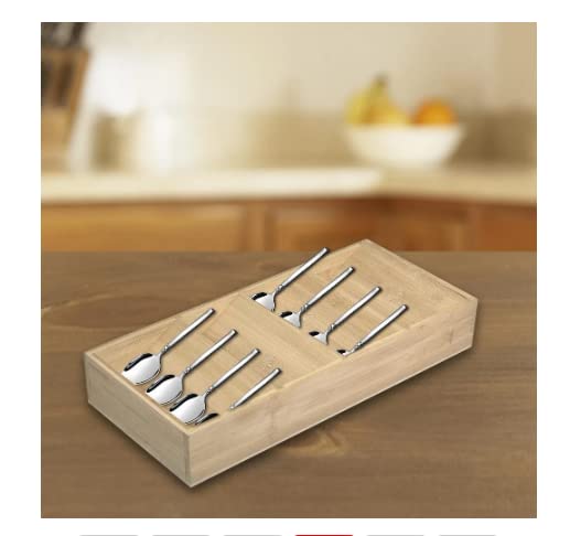 KARKO Kitchen Tools Drawer Organizer Store Organizer Drawer Wooden Bamboo Silverware Cutlery Storage Box Kitchen Storage Cabinet (CW0003)