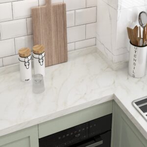 burgeliy white marble wall paper marble contact paper countertop covers peel and stick countertops for kitchen glossy self-adhesive vinyl 15.7"×356" granite contact paper for cabinets drawer bathroom