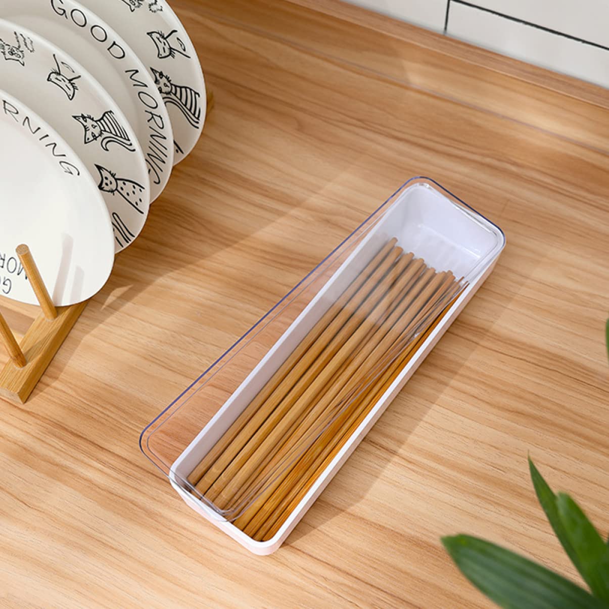 Cabilock 1pc Utensils Tray Holder Cover Lid for Lid, Spoon Dinnerware Drainer Countertop Home Chopstick Rack with Flatware Drawer Organizer Cutlery Tableware Organizer, Sink