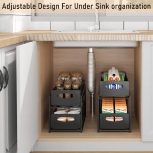 2 Tier Under Sink Cabinet Organizer with Sliding Storage Drawer, Pull Out Organizer for Kitchen Bathroom Office