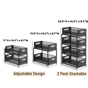 2 Tier Under Sink Cabinet Organizer with Sliding Storage Drawer, Pull Out Organizer for Kitchen Bathroom Office