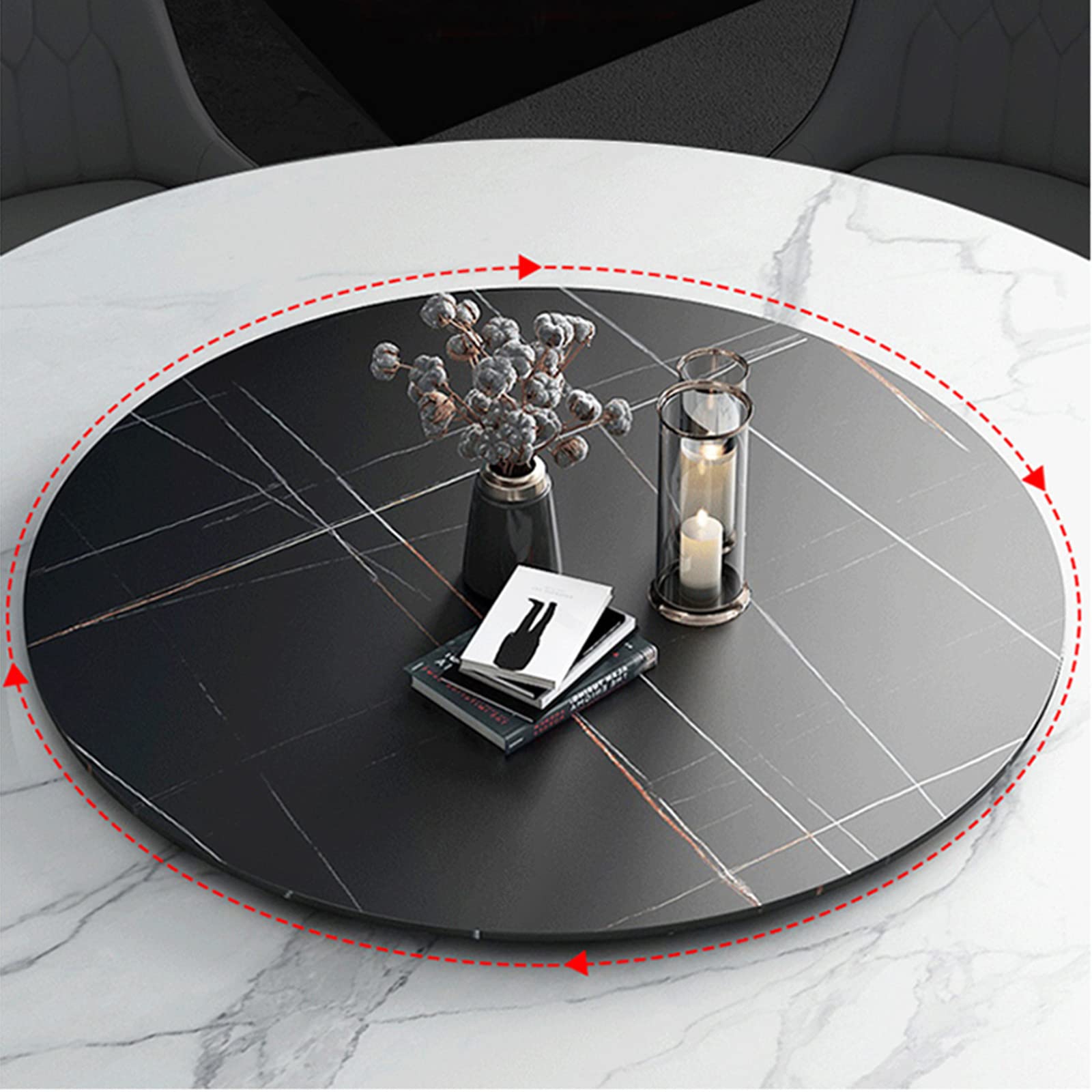 SHEHello Lazy Susan Turntable Organizer Rotating Serving Plate Large Marble Dining Table Round Dining Table Top for Cheese Dessert Fruit Baking Cake 50 to 90cm Diameter