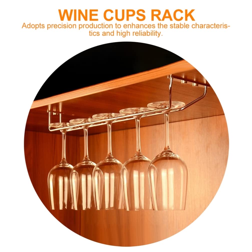 DOITOOL Stainless Shelf Wire Hanging Wine Glass Rack: 2pcs Under Cabinet Wine Glasses Holder Stemware Storage Hanger Organizer for Kitchen Cabinet Bar Metal Clothing Rack